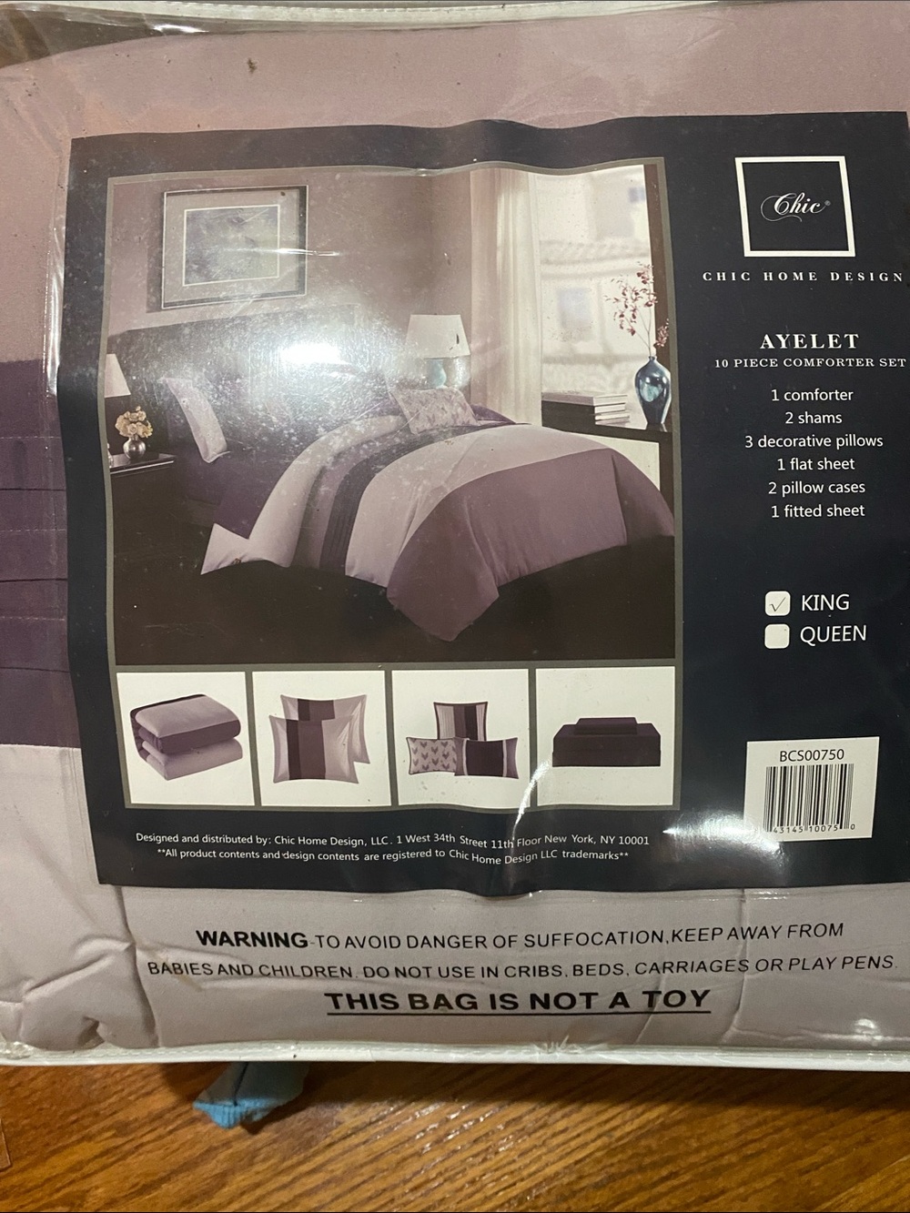 Ayelet 10-Piece Comforter Set in Mauve/Purple by
